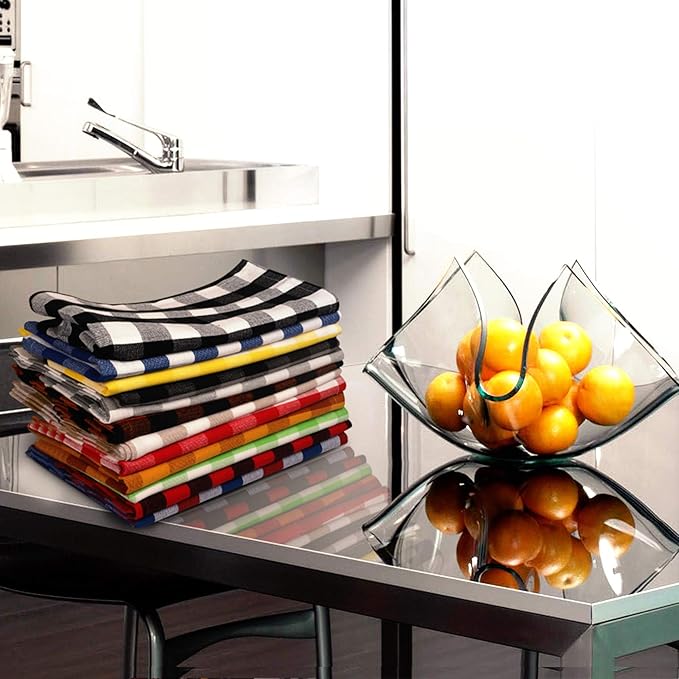 Urban Villa Cloth Napkins 100% Cotton Dinner Napkins Highly Absorbent 20x20 Inches (Set of 12) Multi Color Buffalo Checks Reusable Washable Soft Durable Premium Napkins Ideal for Home Wedding Parties