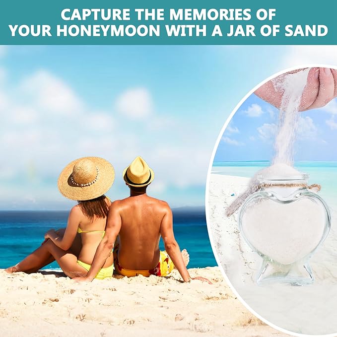 2 Pack Heart Shaped Honeymoon Sand Keepsake Jar, Bridal Shower Gifts, Honeymoon Essentials for Newlywed, Engagement, Wedding Gifts for Couples 2025