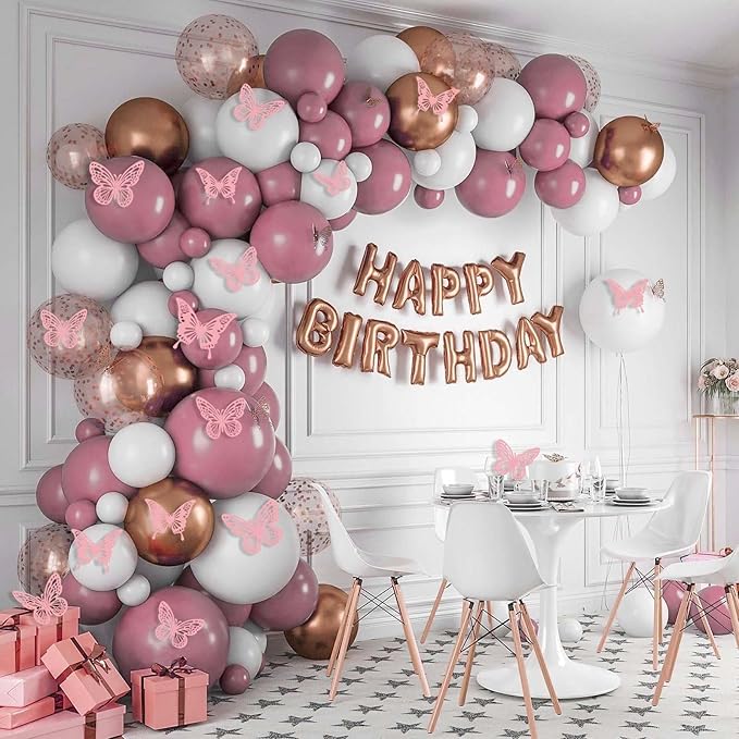 Pink Butterfly Decorations, 48Pcs 2 Styles 3 Sizes Butterflies for Cake Cupcake Toppers, 3D Paper Sticker for Bouquets Birthday Baby Shower Kids Girl Room Wall Nursery Grad Graduation Caps Decor