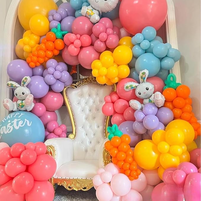 Teal Balloons Garland Arch Kit, 156Pcs Turquoise Blue Macaron Yellow Red Latex Balloon Different Sizes 18 12 10 5 Inch for Birthday Baby Bridal Shower Wedding Party Backdrop Decorations