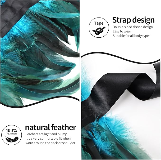 Gothic Natural Feather Shrug Feather Shawl Wrap Cape Victorian Collar for Halloween Cosplay Party Costume Accessories
