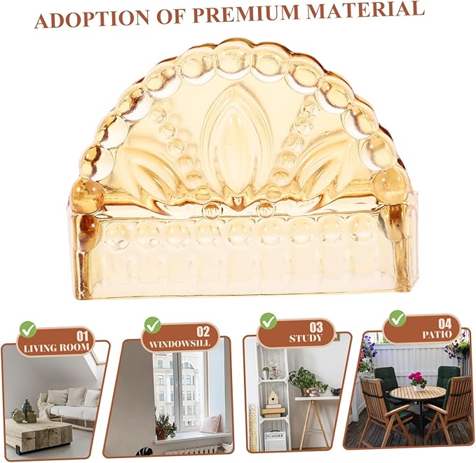 Vintage Amber Glass Napkin Holder Paper Tissue Dispenser for Tabletop Storage Upright Servilleteros for Parties Restaurants Cafes and Home Use