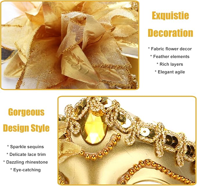 Masquerade Mask for Women Venetian Halloween Carnival Masks for Party Prom Ball