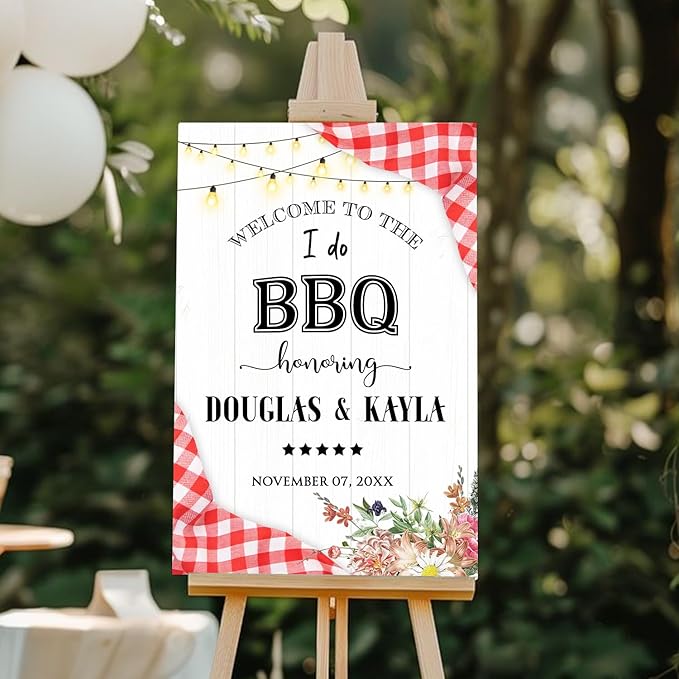 Personalized I Do BBQ Welcome Sign, I Do BBQ Sign, Welcome Sign For BBQ Rehearsal Dinner, BBQ Engagement Party Sign, Couples Shower BBQ Sign, BBQ Yard Sign, I Do BBQ Decorations