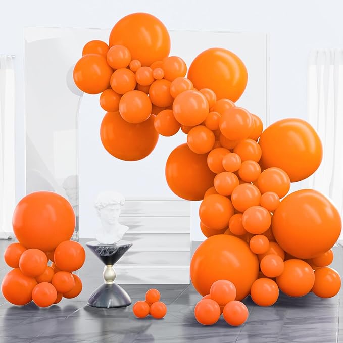 PartyWoo Orange Balloons 100pcs Different Sizes of 18 12 10 5 Inch Matte Autumn Balloon Arch Kit Garland for Thanksgiving Halloween Fall Little Cutie Baby Shower Birthday Party Decorations Orange-Y9