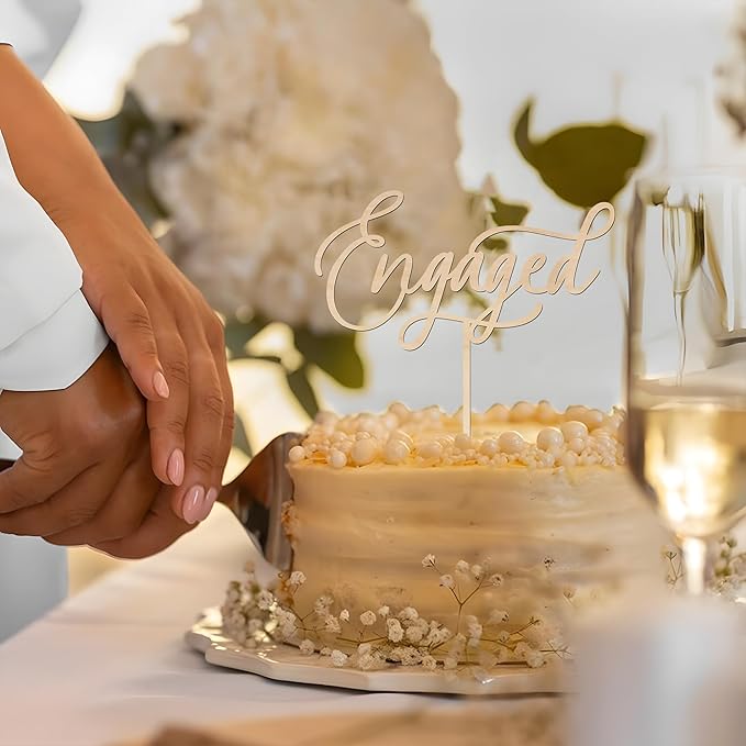 Engaged Cake Topper Engagement Cake Topper in Wood
