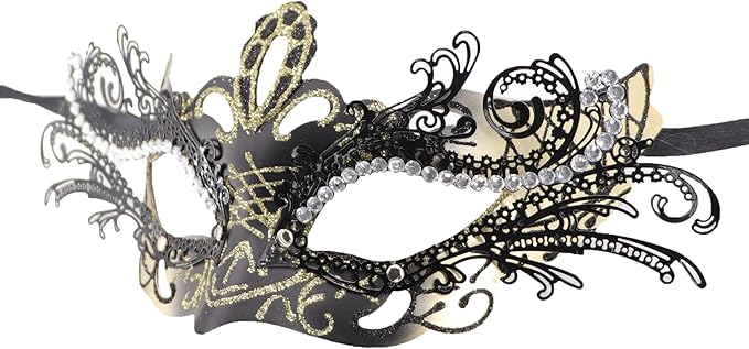 Coolwife Couples Masquerade Masks Metal Venetian Mardi Gras Party Evening Prom Costume Mask