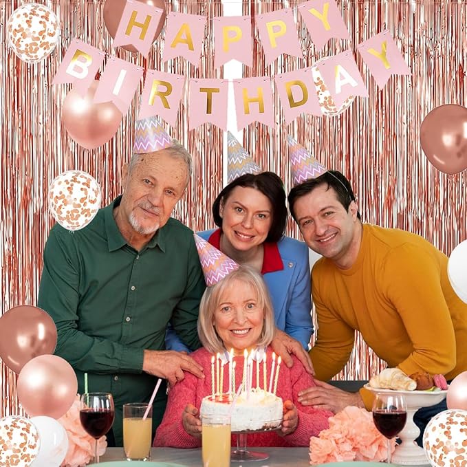 80th Birthday Decorations for Women, Happy 80th Birthday Banner Cake Topper Balloons Sash and Crown, Rose Gold 80t'h Party Decorations for Girls