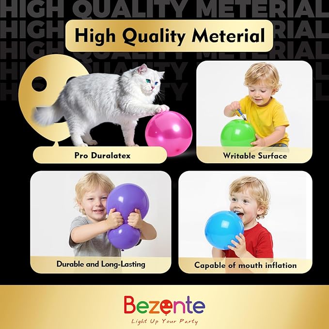 Bezente Pro Duralatex Dark Purple Balloons - 3.2g Premium 100 Pack 12 inch Purple Balloons for Long-Lasting Professional Party Decorations, Large Wedding Graduation Halloween Birthday