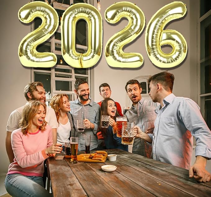 2026 Balloon - Light Gold Birthday Number Balloons, 40 Inch Large Foil Balloons for Men Women Boys Girls Light Gold Themed Birthday Decorations，Number 2026 Balloon