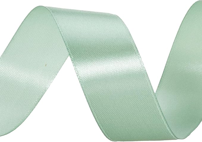 1 Inch Sage Green Solid Satin Ribbon, 50 Yards Craft Fabric Ribbon for Gift Wrapping Floral Bouquets Wedding Party Decoration
