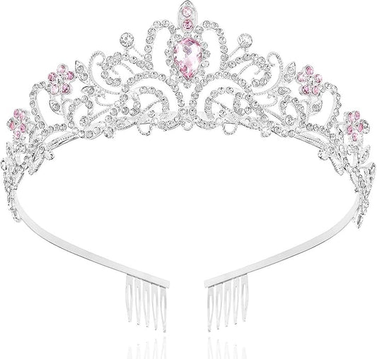 TAROSE Crowns for Women and Girls, Queen Crystal Gold Silver Tiaras with White Rhinestone and Combs, Goddess Crown for Wedding Bride Birthday Princess Bridal Shower Hair Accessories for Women