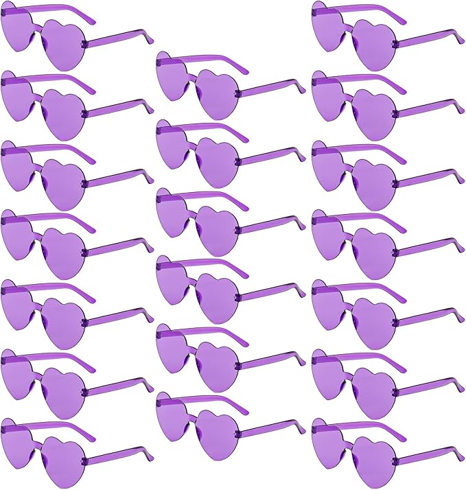 20 Pairs Heart Shaped Sunglasses Bulk, Colorful Rimless Fun Heart Sunglasses for Women Party Favors