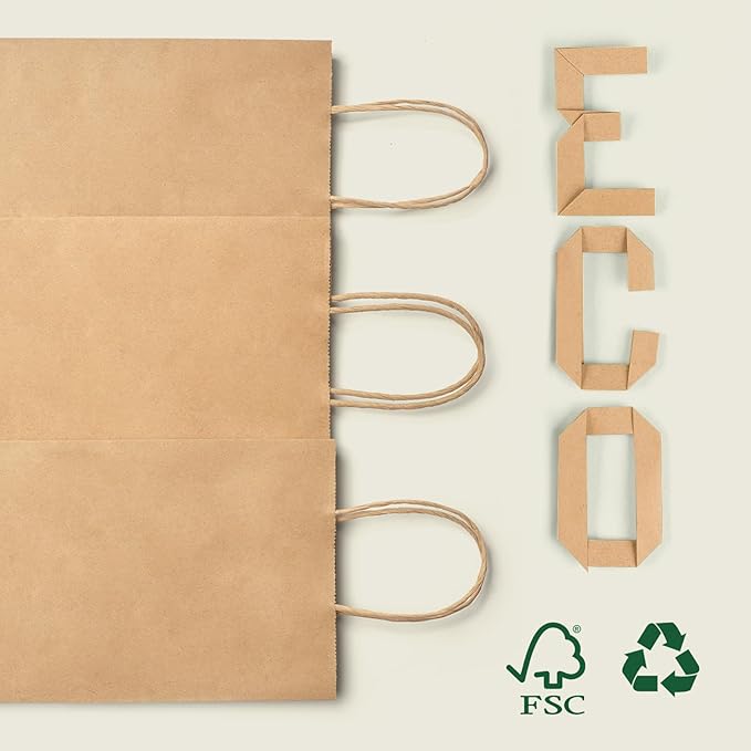 MESHA Kraft Paper Bags 5.25X3.75X8 Brown Small Gift Bags with Handles Bulk,1000 Pcs for Small Business,Birthday Wedding Party Favor,Paper Shopping