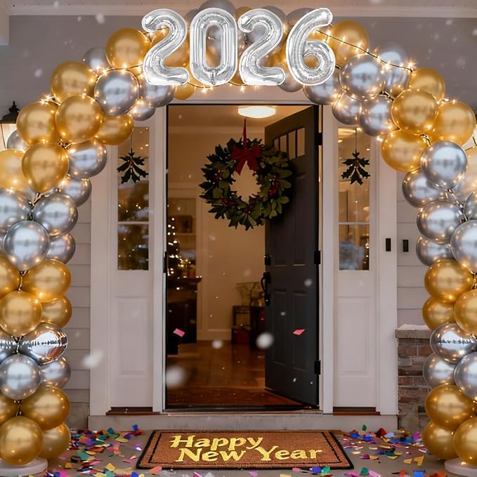 Silver 2026 Balloons New Years Balloons 2026 Balloon Nnumbers for Happy New Year Decorations 2026 Signs Graduation Anniversary Balloons Decor