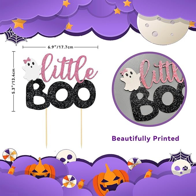 Little-Pink Boo Cake Topper Happy Day Ghost Picks Baby Shower Supplies Pink Ghost