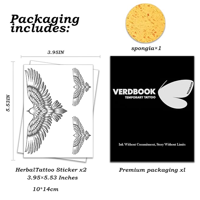 Waterproof Temporary Tattoos: 2-Sheet Tattoo Kit with Realistic Body Stickers, Semi-Permanent Tattoos for Adults Lasting 7-15 Days – Safe for Men & Women, Sky Sovereign