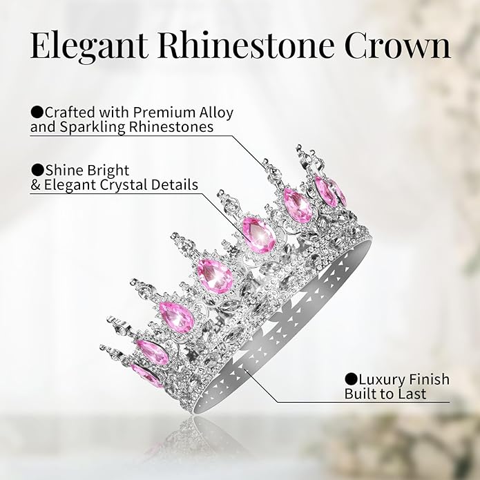 Crown for Women Crystal Rhinestone Wedding Tiara Queen Hair Accessories for Birthday Prom Pageant Princess Headband