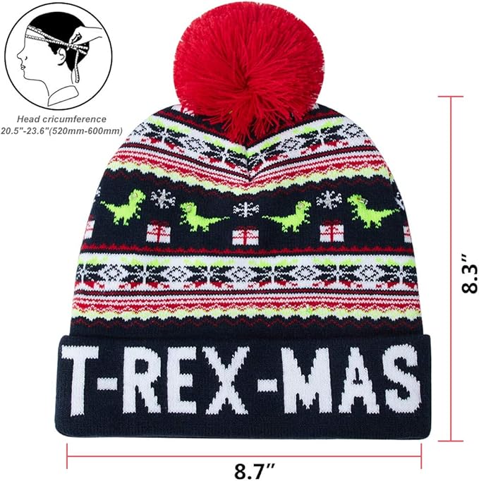 RAISEVERN Unisex Ugly LED Christmas Hat Novelty Colorful Light-up Stylish Knitted Sweater Xmas Party Beanie Cap(6 Lights)