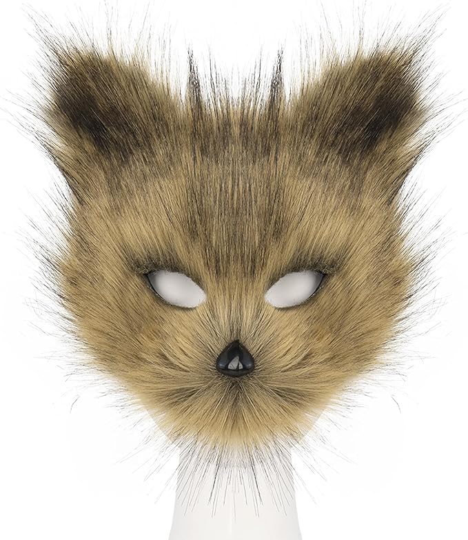 Animal Fox Wolf Mask Halloween Party Cosplay Costumes Props Plush Cat Half Face Masks Carnival Christmas Masquerade