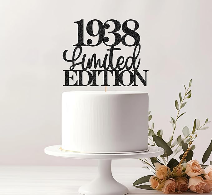 Limited EDITION 1938 Cake Topper - Black Glitter Happy 87th Birthday Party Cake Decoration Supplies, Cheer to 87 Years Cake Bunting Decor for 87th Birthday Party Photo Booth Props