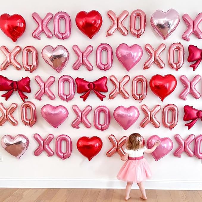 Pink Red Heart Balloons, 18 Inch Light Heart Foil Shape Balloon, 12PCS Pearl Red Pink Helium Foil Love Balloon for Birthday Bridal Shower Engagement Wedding Valentine Party Decorations