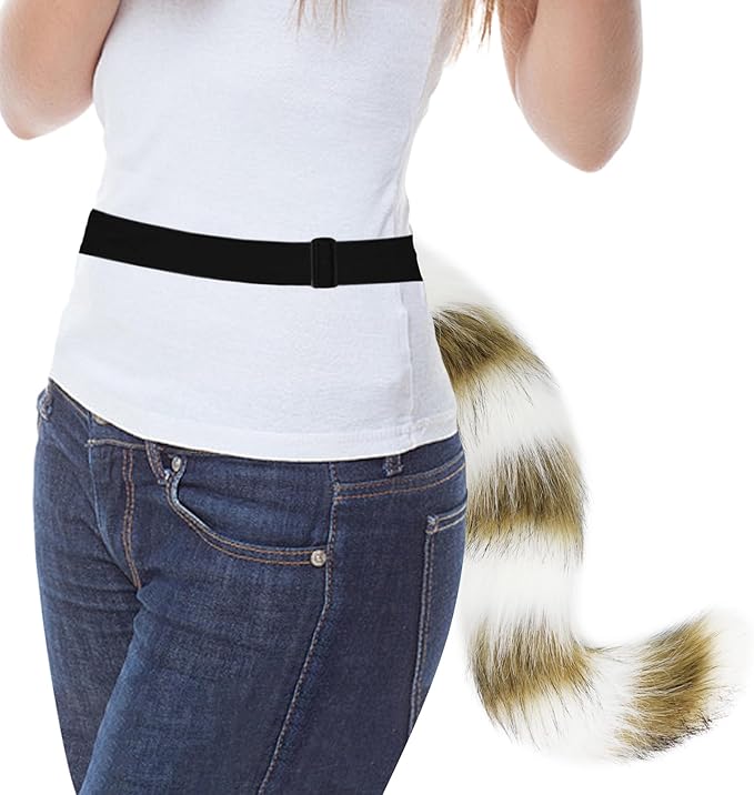 Animal Cat Wolf Fox Dog Faux Fur Tail for Halloween Party Cosplay Costume Accessories