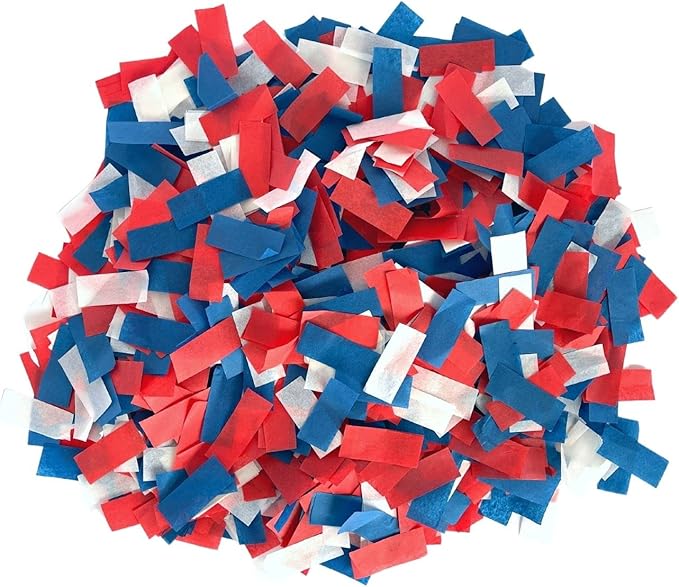 Confetti Sky [6 Pack] 12 Inch Confetti Cannons | Confetti Poppers for Wedding Celebration, Birthday Party, Pranks, Graduation, Christmas Eve and New Year Celebration (Blue,red,white)