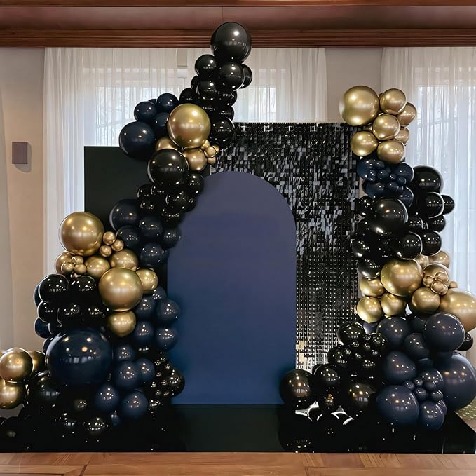 110pcs Black Balloons 12 Inch Black Balloon Arch Kit for Birthday Anniversary Graduation Baby Shower Holiday Party Decorations