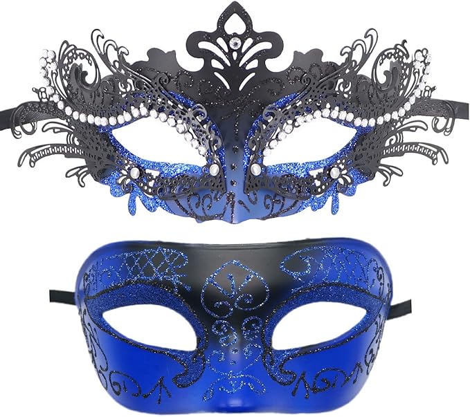Coolwife Couples Masquerade Masks Metal Venetian Mardi Gras Party Evening Prom Costume Mask