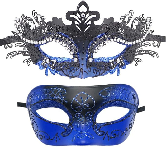 Coolwife Couples Masquerade Masks Metal Venetian Mardi Gras Party Evening Prom Costume Mask