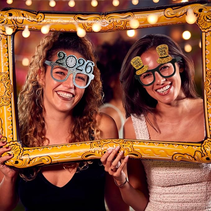 PRETYZOOM 9 Pack 2026 Happy New Year Glasses, 3 Colors Nye Party Favors Supplies, Holiday Eyewear Sunglasses, Photo Booth Props, New Years Eve Decorations Accessories Gifts