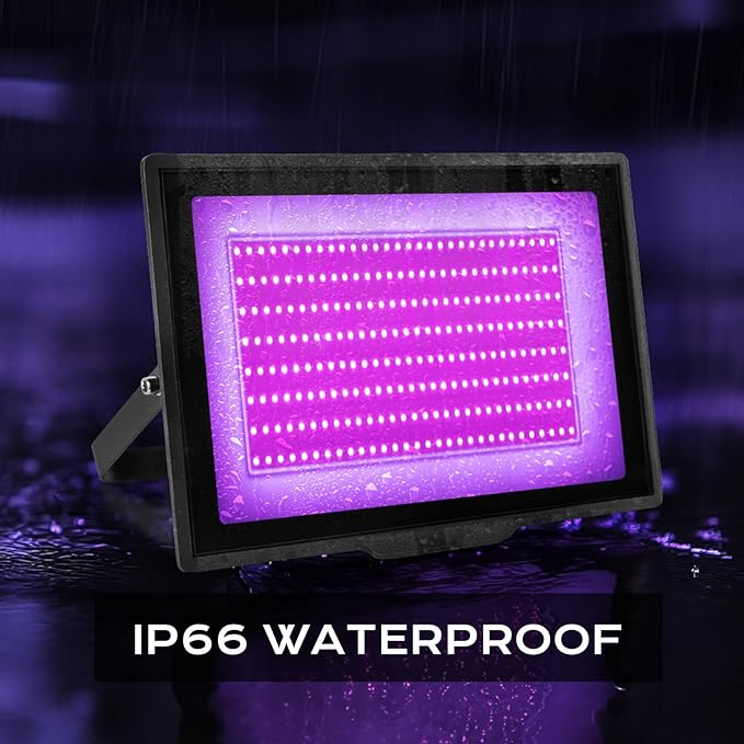 2 Pack 200W LED Black Light IP66 Waterproof,Blacklight with Plug+Switch, Flood Light for Glow Party,Halloween Decoration, Body Paint, Fluorescent Poster, Stage Lighting,Neon Glow,5.25Ft Cord
