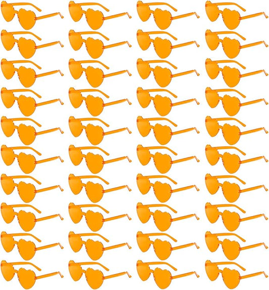 40 Pairs Heart Shaped Sunglasses Bulk, Colorful Rimless Fun Heart Sunglasses for Women Party Favors