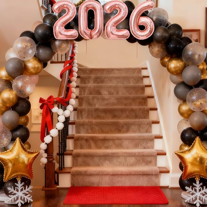 Rose Gold 2026 Balloons New Years Balloons 2026 Balloon Nnumbers for Happy New Year Decorations 2026 Signs Graduation Anniversary Balloons Decor