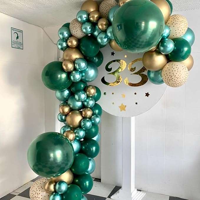 90pack Dark Green Balloons Different Size 18/12/10/5 Inch Green Balloon Garland Arch Kit for Birthday, Graduation, St. Patrick's Day, Christmas, Baby Shower, Dinosaur Party Decorations
