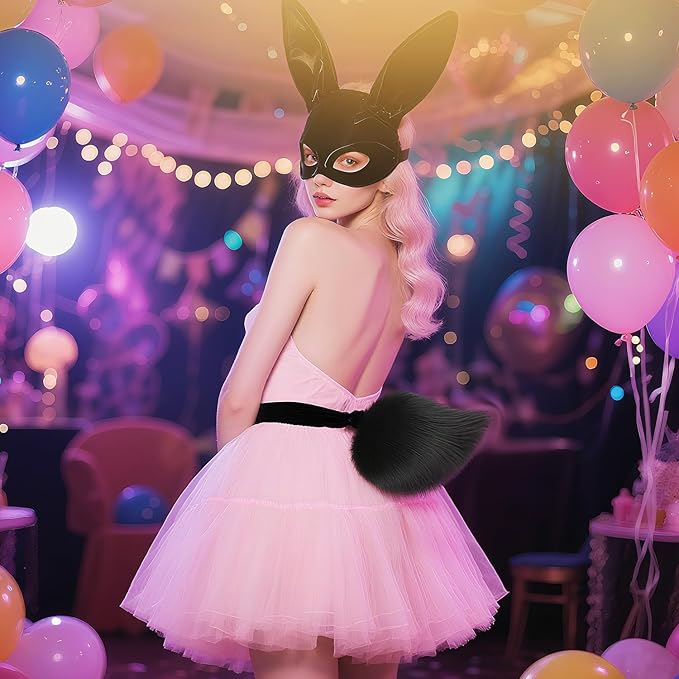 Zcargel Cosplay Rabbit Tail Plush Bunny Tail Cosplay Costume Bunny Tail for Halloween Costume Accessories