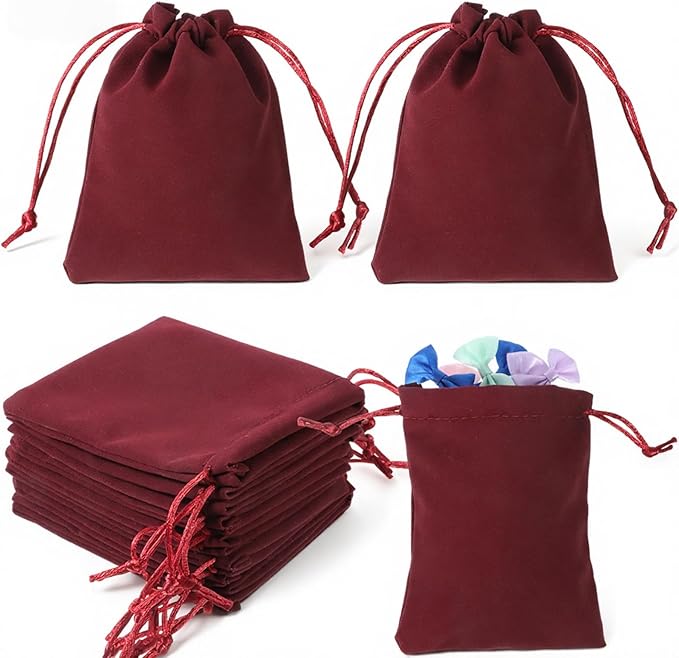 Bruislard Velvet Jewelry Pouches, 12Pcs 3x4 Inches Gift Pouches Jewelry Candy Dice Gift Bags Small Velvet Bags for Storage Wedding Party Favor Christmas
