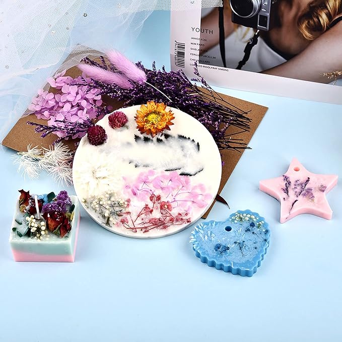 DALARAN 3 Pack Dried Pressed Flowers for Soap Candle Making and Resin Multiple Natural Colorful Decorative Dried Flowers for DIY Craft