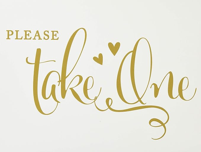 Andaz Press Wedding Party Signs, Metallic Gold Ink Print, 8.5-inch x 11-inch, Please Take One, 1-Pack, Birthday Anniversary Graduation Party Favors Table Sign, Unframed