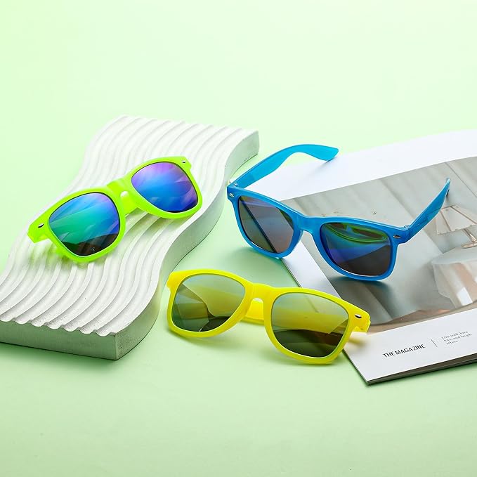 Fsmiling Neon Sunglasses Bulk Adult Party Sunglasses 80s Glasses Shades for Men Women Party Favors-15Pack,UV Protection