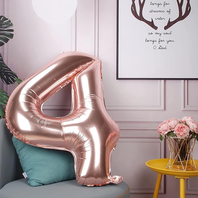 Rose Gold 40 Number Balloons Big Giant Jumbo Large Number 40 Foil Mylar Balloons for Women 40th Birthday Party Anniversary Decorations