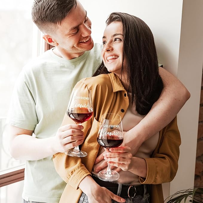 AW BRIDAL Fiance and Fiancee Engaged Wine Glasses, Engagement Gift for Couples and Newly Wed, Fiance Gifts for Women, Wedding Gift for Couples 2025, Bridal Shower Gifts for Bride to Be