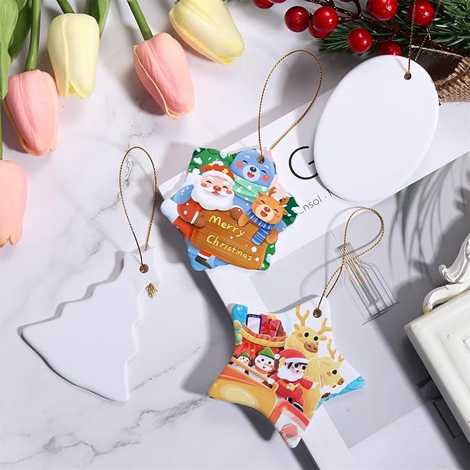 Custom Ceramic Christmas Ornaments with Photo Text - Personalized New Home Christmas Hanging Decorations Decorations