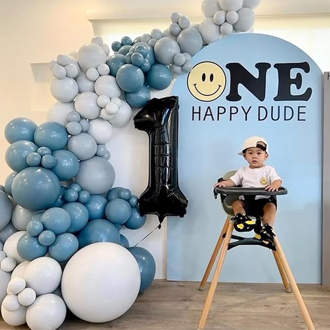 Slate Blue Balloons, 12 Inch 30 Pcs Dusty Dark Teal Latex Matte Retro Sea Fog Helium for Birthday Boho Baptism Baby Shower Party Decorations