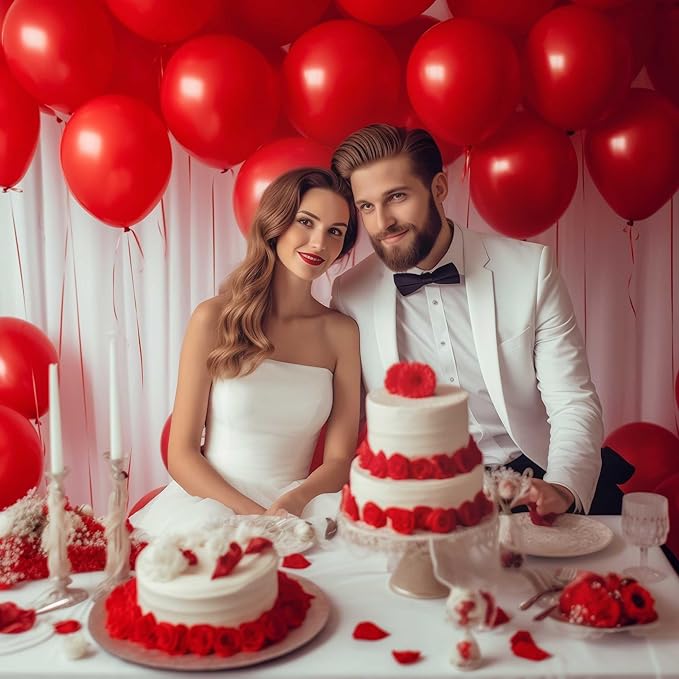 130PCS Red Balloons, Latex Balloons Different Sizes 18/12/10/5 Inch, Helium Balloons with Ribbon, Party Balloon Set for Birthday Wedding Graduation Anniversary Baby Shower Decorations.