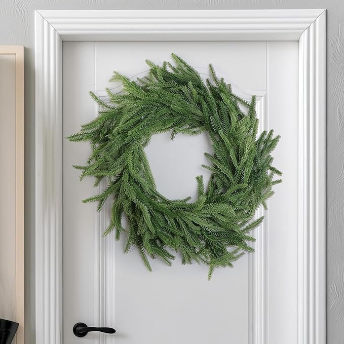 2 Pcs Artificial Norfolk Pine Garlands, Christmas Real Touch Winter Pine Garland, Green Artificial Greenery Cedar Garland for Mantle, Table, Wall, Indoor, Outdoor Christmas Decorations