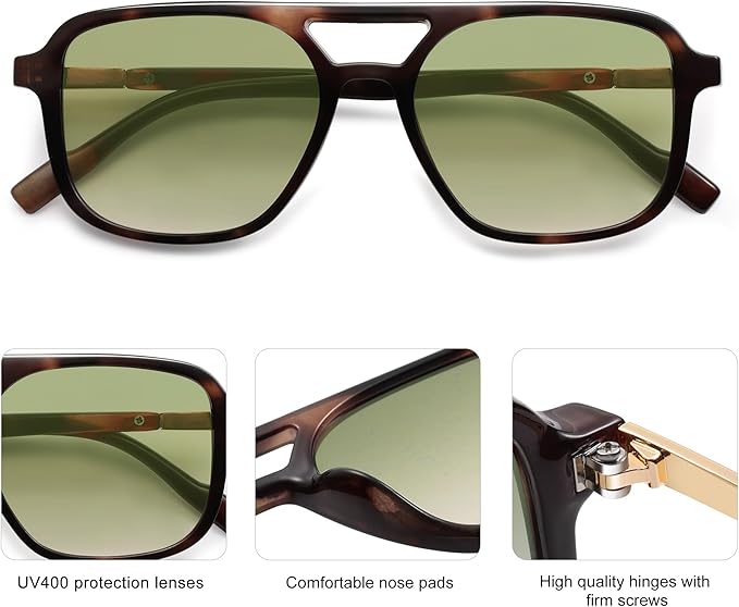SOJOS Retro Aviator Sunglasses for Women Men,Trendy Rectangle Womens Mens Shades Sun Glasses SJ2202