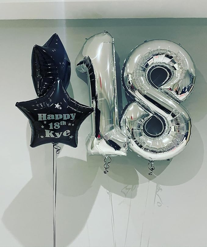 40 Inch Silver 18 Number Balloons Giant 18 Balloons Silver Birthday 18 Balloons 18th Birthday Anniversary Party Decorations Supplies