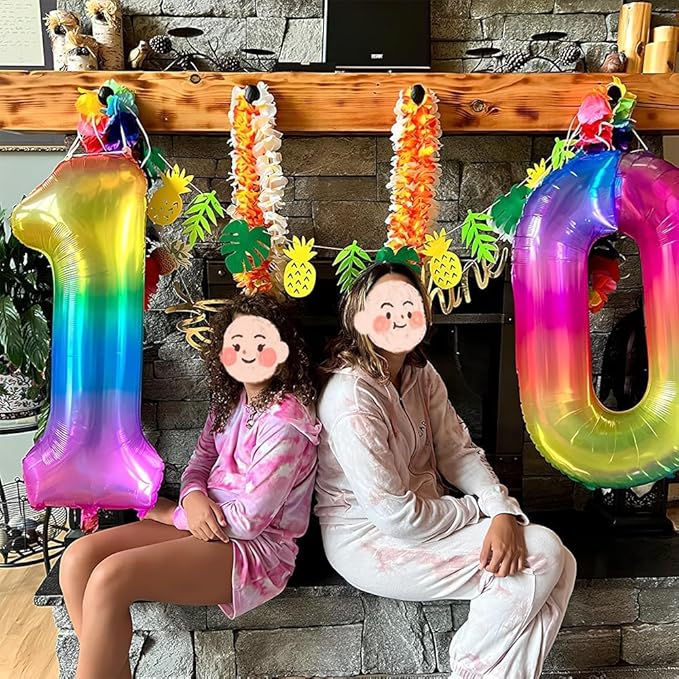 Rainbow Number 1 Balloon 40 Inch Rainbow 1 Balloon Giant Helium Foil Number 0 to 9 Balloons Birthday Wedding Party Digital Decorations Number 1
